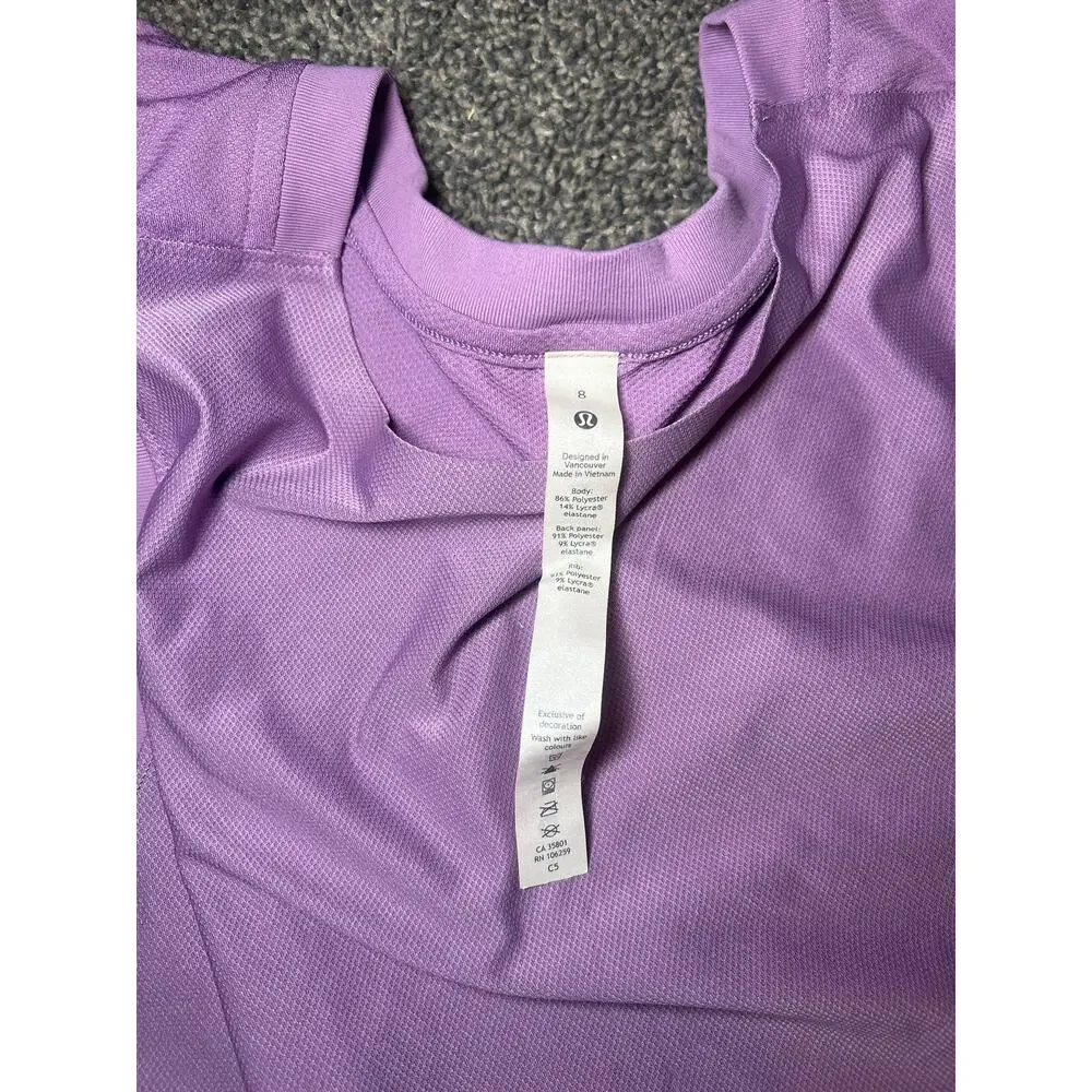 Lululemon Purple Mesh Back Cropped Train Tank Top Yoga Daily Better Everyday 8